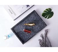 30x20x3cm Natural Marble Stone Tray, Rectangle Vanity Organizer, 2.4KG Marble Coffee Table Serving Tray, Decorative Toilet Tank Storage Bath (Black)