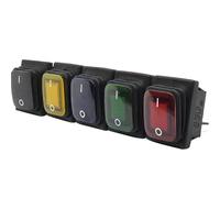 30x22 Heavy Duty Rocker 12V Red LED 220V Light 16A 250VAC KCD4-201 DPST Switch 4pin 1Pcs(ON-OFF-ON,Black No Light,220V)