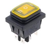30x22 Heavy Duty Rocker Switch 12V Red LED 220V Light Illuminated 16A 250VAC KCD4-201 DPST Switch 4pin 10Pcs(Yellow ON-OFF-ON 6P,220V)