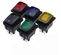 30x22mm Rocker Switch 12V Red LED 220V Light Illuminated 16A 250VAC KCD4-201 4pin 1Pcs(6PIN,7,12-24V)