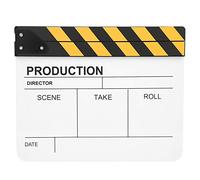 30x25CM Acrylic Clapperboard, Director Movie Film Clapperboard with BuiltIn Magnet, Professional Photography Action Clap Board for Video Editing and Role Playing, Durable and Light (Yellow stripe