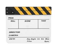 30x25cm Acrylic Film Clapperboard, Movie Clapstick with Built - in Magnet, Chalk - Writable Director Board for Filmmaking, Photography Props and Video Production (Yellow stripe whiteboard (PAV1Y))