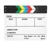 30x25CM Film Clapperboard, Acrylic Clapstick with Built - in Magnet, Professional Director Board Tool for Photography, Movie Making, Video Production, Role Playing and Editing (Color strip whiteboard