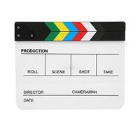 30x25cm Organic Acrylic Clapperboard, Movie Director Clap Board, Magnetic Film Clapper with Loud Snap Sound, Reusable Chalkboard Surface for Filmmaking, Photography and Video (Color strip whiteboard