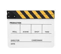 30x25cm Organic Acrylic Clapperboard, Movie Director Clapperboard, Magnetic Film Clap with Loud Clear Sound, Reusable Chalkboard Surface for Filmmaking Photography Video (Yellow stripe whiteboard