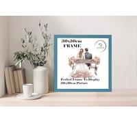 30x30 cm Square Black White Photo Frame - Wall Mountable (Navy Blue)