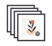 30x30 Picture Frame with 20x20cm Mount, Black Wood Photo Frames with Perspex Front, Wall Hanging in Living Room, Bedroom, Office, Gallery, Set of 4