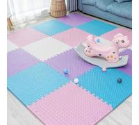 30x30cm 1cm Thick EVA Foam Floor Tiles, High-Resilience Interlocking Puzzle Play Mat, Multi Color Soft Crawling Mat for Kids Toddlers(White/blue/pink/purple)