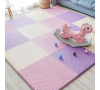 30x30cm 1cm Thick EVA Foam Floor Tiles, High-Resilience Interlocking Puzzle Play Mat, Multi Color Soft Crawling Mat for Kids Toddlers(Beige/pink/purple)
