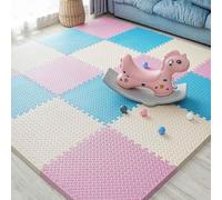30x30cm 1cm Thick EVA Foam Floor Tiles, High-Resilience Interlocking Puzzle Play Mat, Multi Color Soft Crawling Mat for Kids Toddlers(Beige/pink/light blue)
