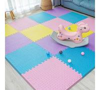 30x30cm 1cm Thick EVA Foam Floor Tiles, High-Resilience Interlocking Puzzle Play Mat, Multi Color Soft Crawling Mat for Kids Toddlers(Yellow/blue/pink/purple)