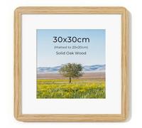 30x30cm Frame,Solid Oak Wood 30x30 Poster Frame with Tempered Glass | 30cm x 30cm Wood Picture Frames with Mat for 20x20cm Photos,30 x 30 cm Natural Wood Photo Frames for Wall Gallery Decor Art