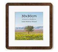 30x30cm Frame,Solid Walnut Wood 30x30 Poster Frame with Tempered Glass | 30cm x 30cm Wood Picture Frames with Mat for 20x20cm Photos,30 x 30 cm Natural Wood Photo Frames for Wall Gallery Decor Art