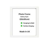 30x30cm Square Photo Frame - Modern MDF Picture Frame for Photos, Prints, Posters & Certificates - Wall Mountable - White, Black or Oak