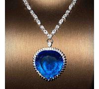 30x30mm Pendant Ocean Heart Necklace Silver Color AAAAA CZ Wedding Engagement Long Necklace for Women