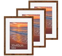 30x40 Picture Frame 3 Pack, 30x40cm Wooden Photo Frame with Mount for A4 Prints, Classic Poster Frames Puzzle Frames with Stand for Tabletop or Wall Hanging Display