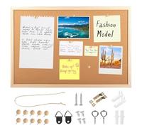 30x40cm Cork Board Notice Board and Vision Board in One Double-Sided Pin Board Natural Wood Frame Photo Board with 10 Wooden Push Pins Wall or Desktop Inspiration Board Perfect for Offices, Cafes, Ho
