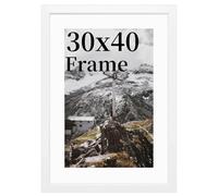 30x40cm Picture Frame, whitePicture Frames 30x40, White Wooden Frame with Clear Acrylic Glass,Poster Frame to Hang Portrait or Landscape, for Family Photos With Stand Table Top or Wall Hanging