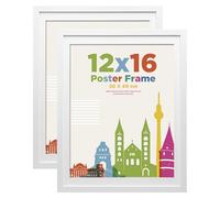 30x40cm Picture Frame with 14x11 Mount, Wooden 12x16 Frames Featuring Clear Plexiglass for Table and Wall Mounting, Perfect for Portrait, Home, Officee,White,2 Pack