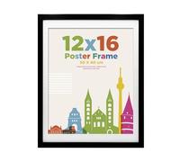 30x40cm Picture Frame with 14x11 Mount, Wooden 12x16 Frames Featuring Clear Plexiglass for Table and Wall Mounting, Perfect for Portrait, Home, Officee, Black