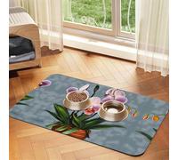 30x45cm Blooming Orchids Print Pet Absorbent Feeding Mat - Quick Dry Food Pad/Leather Placemat, for Dog Cat Food Bowl Water