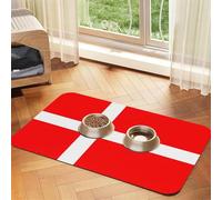 30x45cm Denmark Danish Flag Print Pet Absorbent Feeding Mat - Quick Dry Food Pad/Leather Placemat, for Dog Cat Food Bowl Water