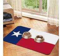 30x45cm Pet Absorbent Feeding Mat - Flag of Texas Print Leather Non-Slip Placemat, for Dog Cat Food and Water Bowl Pads