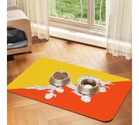 30x45cm Pet Absorbent Feeding Mat - Flag of The Kingdom of Bhutan Print Leather Non-Slip Placemat, for Dog Cat Food and Water Bowl Pads