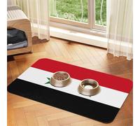 30x45cm Pet Absorbent Feeding Mat - Flag of The Syrian Arab Republic Print Leather Non-Slip Placemat, for Dog Cat Food and Water Bowl Pads