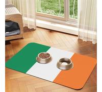 30x45cm Pet Absorbent Feeding Mat - Irish Flag Print Leather Non-Slip Placemat, for Dog Cat Food and Water Bowl Pads