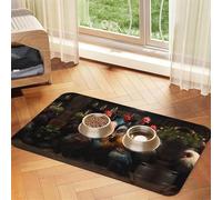 30x45cm Pet Absorbent Feeding Mat - Rooster Family Portfolio Print Leather Non-Slip Placemat, for Dog Cat Food and Water Bowl Pads