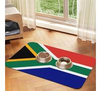 30x45cm Pet Absorbent Feeding Mat - South African Flag Print Leather Non-Slip Placemat, for Dog Cat Food and Water Bowl Pads