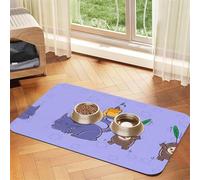 30x45cm Pet Absorbent Feeding Mat - Sunflower Seeds and Cats Print Leather Non-Slip Placemat, for Dog Cat Food and Water Bowl Pads