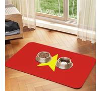 30x45cm Pet Absorbent Feeding Mat - Vietnamese Flag Print Leather Non-Slip Placemat, for Dog Cat Food and Water Bowl Pads