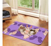 30x45cm Pet Absorbent Feeding Mat - Wacky Bunny Print Leather Non-Slip Placemat, for Dog Cat Food and Water Bowl Pads