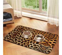 30x45cm Stripes on Leopards Print Pet Absorbent Feeding Mat - Quick Dry Food Pad/Leather Placemat, for Dog Cat Food Bowl Water