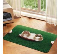 30x45cm White Rugby Ball Print Pet Absorbent Feeding Mat - Quick Dry Food Pad/Leather Placemat, for Dog Cat Food Bowl Water