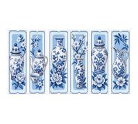 30x50cm 2-Strand Stamped Stitch Kit 14CT for Adults Bookmark | 6Pcs Single-Sided Multi Patterns Cotton Fabric Floss Needle Printed High-Res Pattern Chart