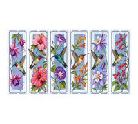 30x50cm 2-Strand Stamped Stitch Kit 14CT for Adults Bookmark | 6Pcs Single-Sided Multi Patterns Cotton Fabric Floss Needle Printed High-Res Pattern Chart