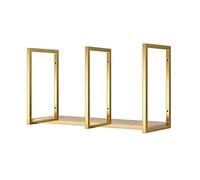 30x50cm Floating Shelf Bracket for Ceiling and Wall, Industrial Metal Hanging Pipe Shelf Support Brackets (No Wooden Planks), for Home Kitchen Living Room Garage(Gold 3 Pack)