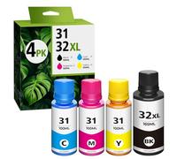 31 32XL Black Ink Bottle Set for Smart Tank 5101 7602 6001 Ink Refill, Compatible with HP 31 Ink 32XL Black Ink Bottle for Smart Tank 5101 5000 5102 7301 7001 5103 Plus 651 551 570 455 450 Printer