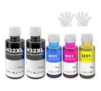 31 32XL Ink 5105 5107 Compatible with HP 31 32XL Ink Bottle Multipack for 7605 7005 7305 7007 7307 6005 6006 570 555 655 559 455 315 319 519 7605 7306 7006 (5-Pack, 2 Black/Cyan/Magenta/Yellow)
