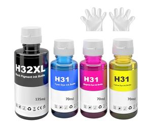 31 32XL Ink 5105 5107 Compatible with HP 31 32XL Ink Bottle Multipack for 7605 7005 7305 7007 7307 6005 6006 570 555 655 559 455 315 319 519 7605 7306 7006 (4-Pack - Black/Cyan/Magenta/Yellow)