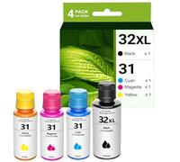 31 32XL Ink Bottle Set Replacement for HP 31 32XL for Smart Tank 5101 5102 6001 7001 7002 7301 7602 Plus 651 551 Ink Tank Printer,4-Pack