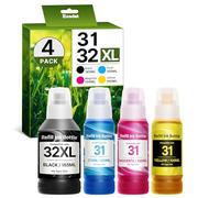 31 32XL Refill Ink Bottle Set (4 Pack) for HP 32XL 31 Ink Bottles Set Compatible with HP Smart Tank 5000 7301 7001 7602 6001 5101 7302 7601 6002 5103 5102 Plus 651 551 755 757 455 457 450 Printers