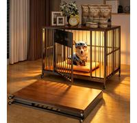 31.5" Foldable Dog Crate Furniture for Medium Dogs, Walnut
