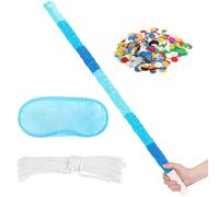 31.5 Inch Blue Pinata Stick Pinata Stick Set with a Blindfold and Confetti Lightweight Sturdy Decor for Boys Girls Birthday Party Kids Interactive Game Supplies