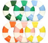 31.5 inch Inflatable Pool Floats for Teens- 6 Pack Striped Pool Floaties Pool Tubes Swim Rings Inflatable Pool Float for Swimming Pool Party Lake Beach Adults