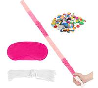 31.5 Inch Pink Pinata Stick Set with a Blindfold and Confetti Lightweight Sturdy Decor for Boys Girls Birthday Party Kids Interactive Game Supplies