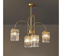 31.5" Modern Crystal Chandelier 4 Light Brass Fixture Antiqued Vintage Kitchen Island Ceiling Hanging Lamp for Bedroom Dining Table Living Room Bathroom Foyer Chan